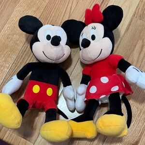 Disney Mickey and Minnie Plush Toys - Black, Red, Yellow, White